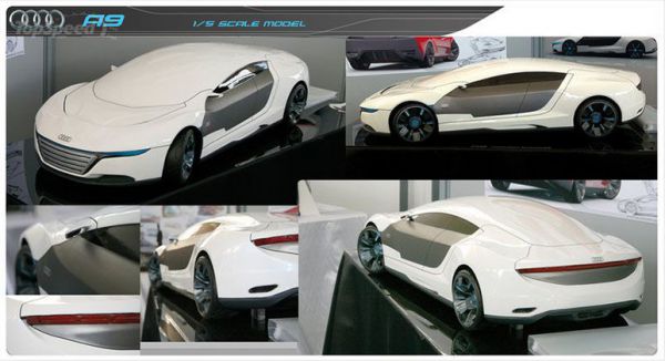 Audi A9 Koncept. Auto ktoré sa samo opraví a mení farbu.