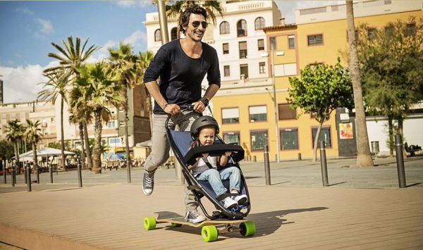 Longboard a kočík v jednom