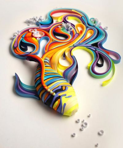 Nádherná 3D paierová ryba vytvorená z papiera.