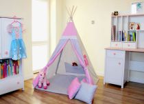 Teepee stan ružovo-šedý