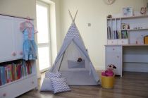 Šedý cik cak teepee stan