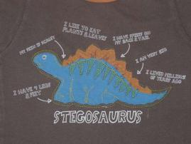 Hnedé tričko s dinosaurom